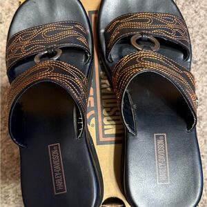 Harley-Davidson Black and Orange Sandals